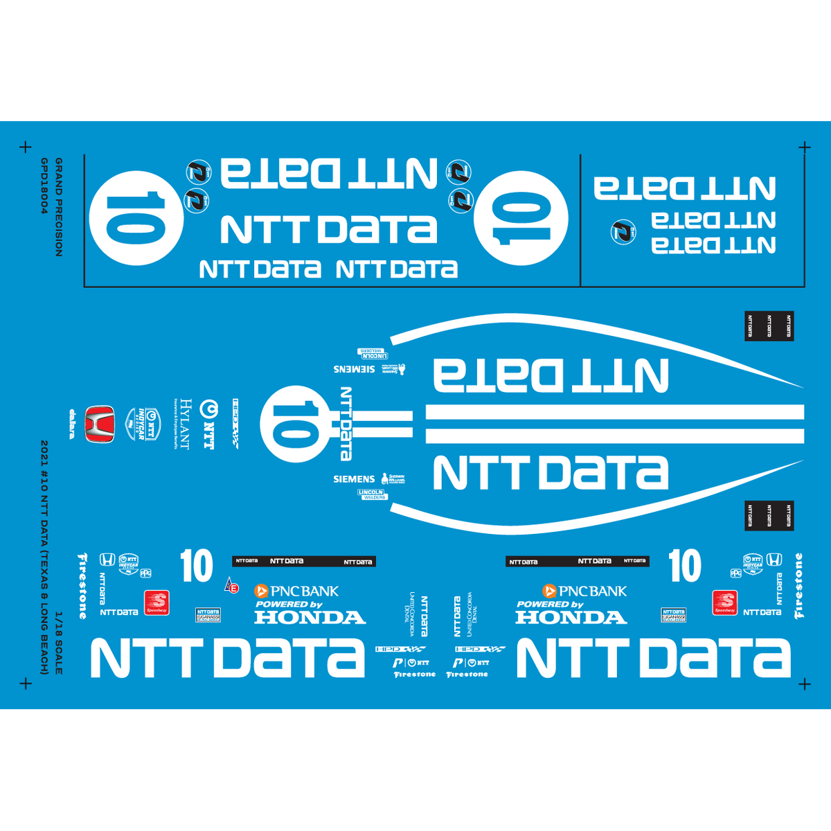 Grand Precision 1/18 2021 Alex Palou 10 NTT Data Dallara Decals
