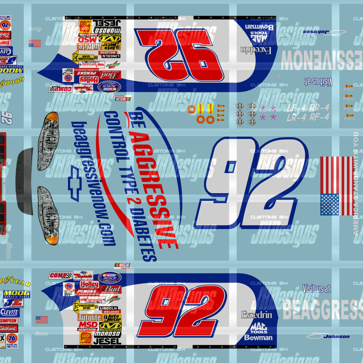 JH Designs Jimmie Johnson 2001 NBS #92 Beagressive.com (Phoenix Race V ...