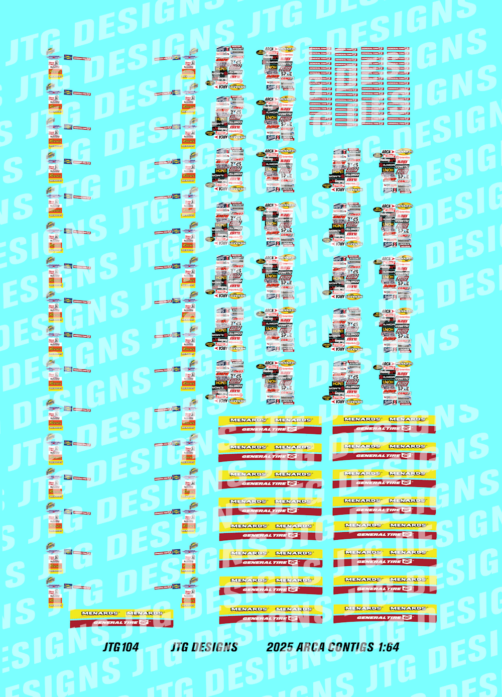 JTG Designs 1:64 2025 ARCA Contig Sheet – Print it Decals