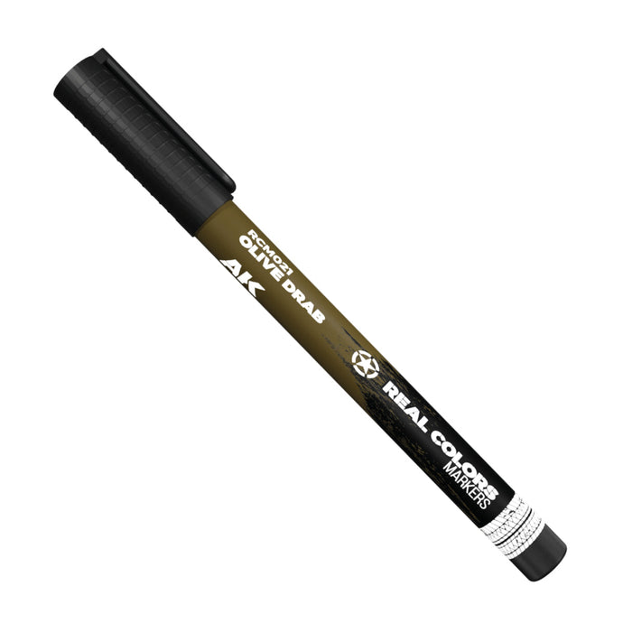 AK Interactive Real Colors Marker - Olive Drab For Model Painting & Camouflage