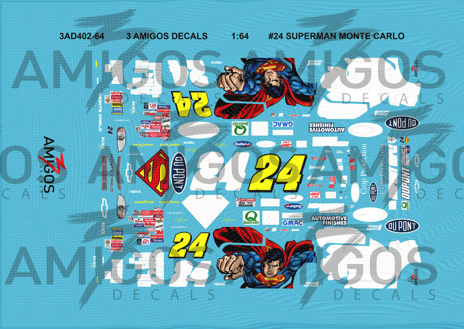 1:64 3 Amigos Decals #24 SUPERMAN MONTE CARLO Decal Set