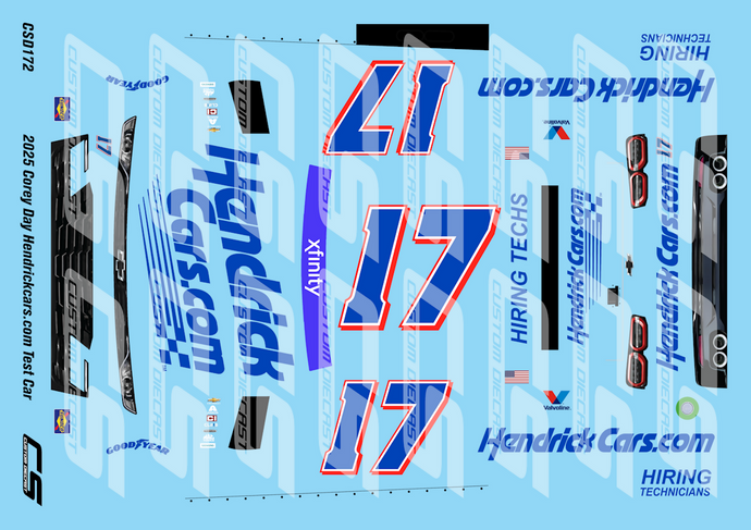 CS Custom Diecast 2025 Corey Day Hendrickcars.com Test Car – Print it ...