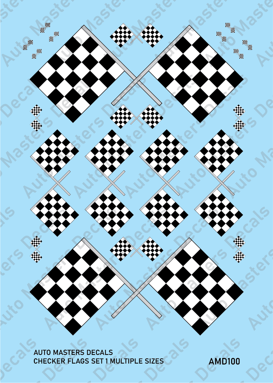 Auto Masters Decals Checkered Flags Decal Set Multiple Sizes