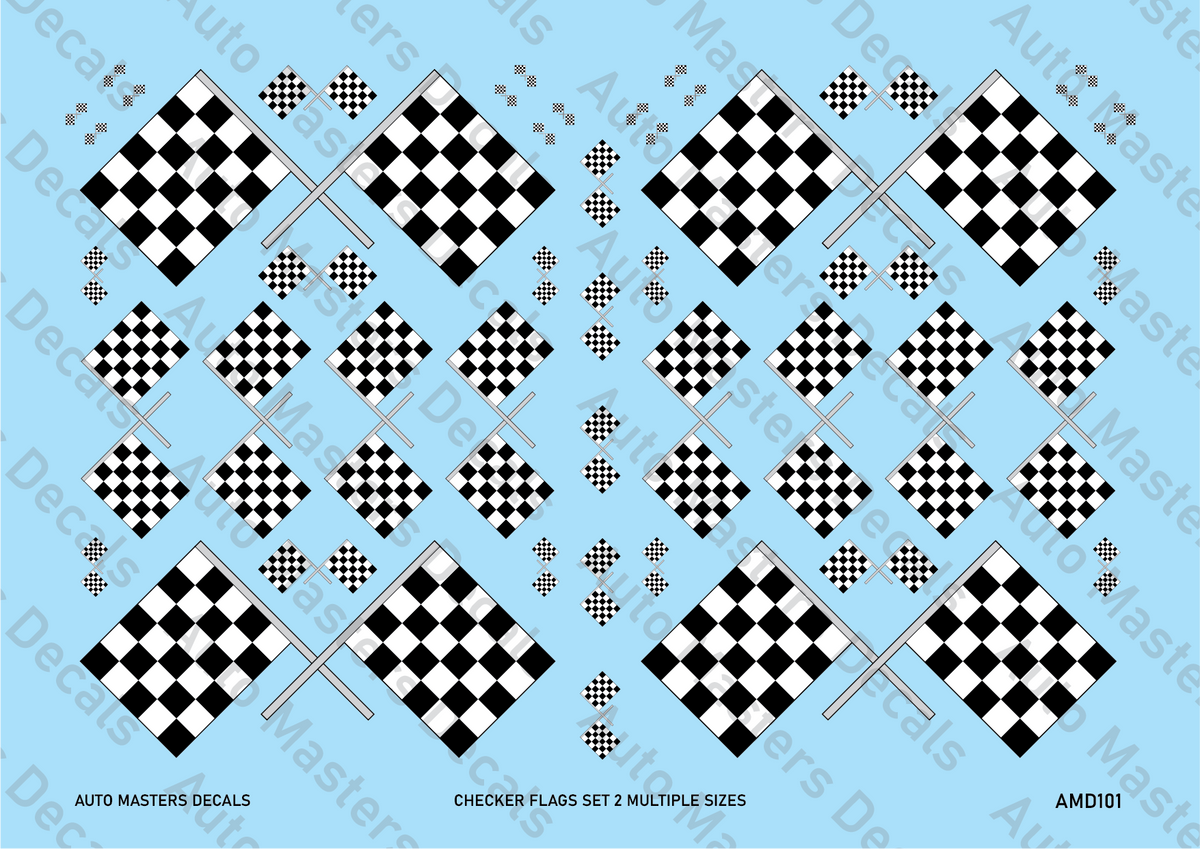 Auto Masters Decals Checkered Flags Decal Set Multiple Sizes Set 2 ...