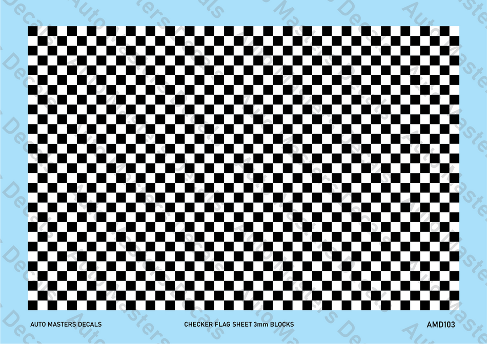 Auto Masters Decals Checkered Flag Sheet Decal Set 3mm Blocks