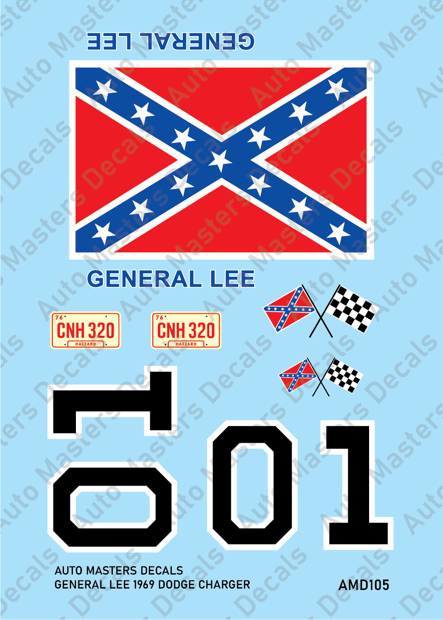Auto Masters Decals 1:24 General Lee 1969 Dodge Charger Decal Set ...