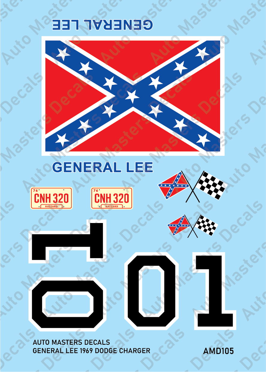 Auto Masters Decals 1:24 General Lee 1969 Dodge Charger Decal Set