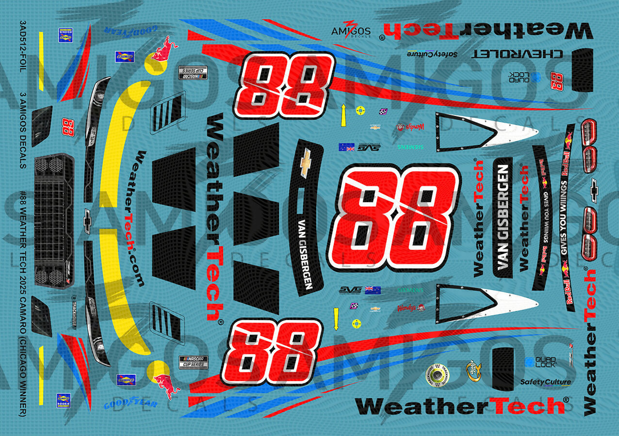 3 Amigos Decals #88 WEATHER TECH 2025 CAMARO (CHICAGO WINNER) Decal Se ...