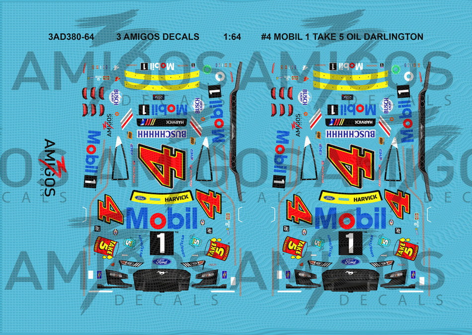 1:64 3 Amigos Decals #4 MOBIL 1 TAKE 5 OIL DARLINGTON Decal Set