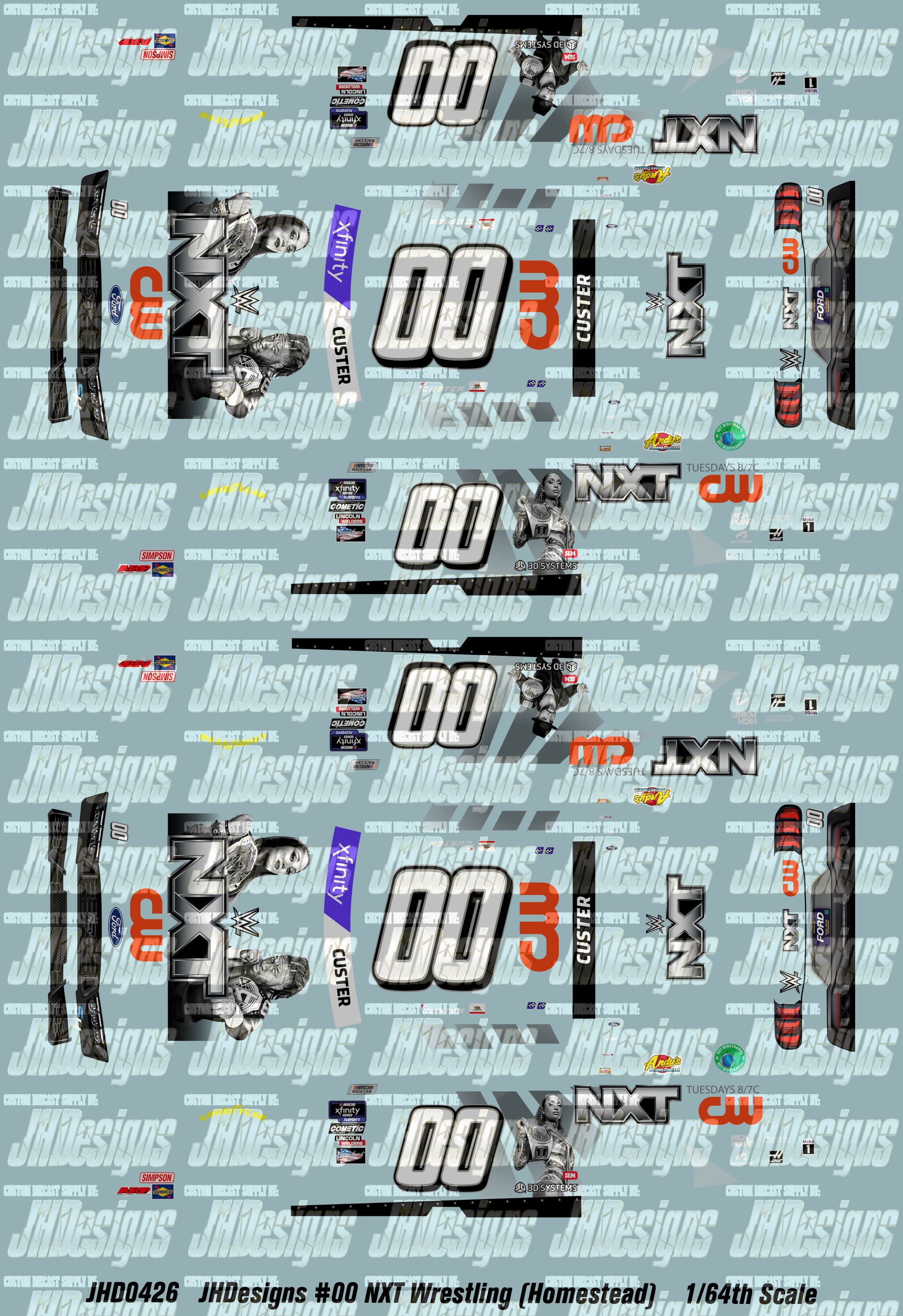 JH Designs Cole Custer 2024 NWS #00 NXT Wrestling on CW 1:64 Racecar D ...