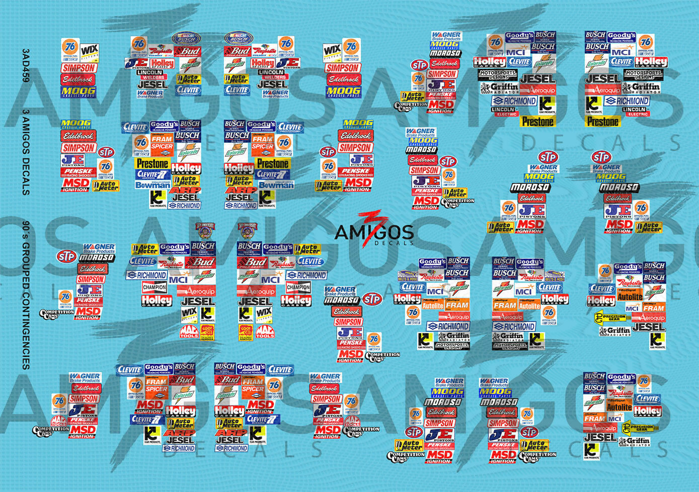 Contengency Sticker 3 Amigos Decals 90´s BUSCH SERIES GROUPED CONTINGENCY SHEET Decal Set ...