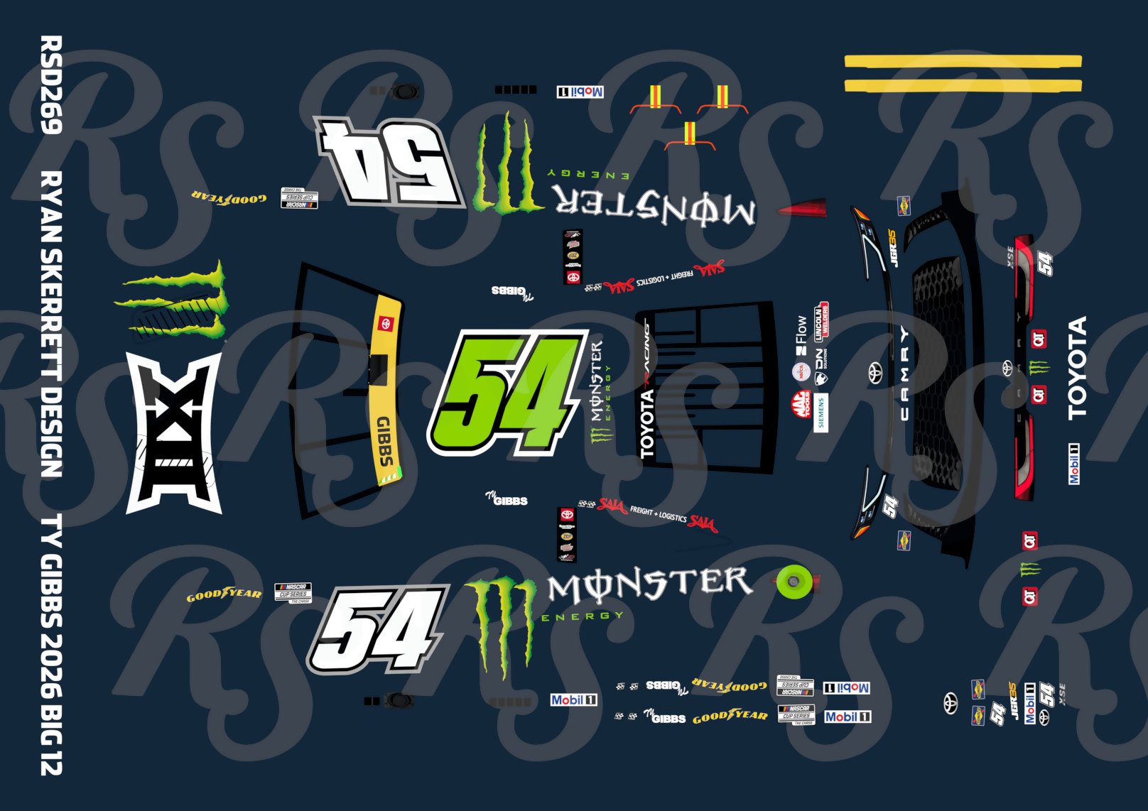 1:24 Ryan Skerrett Design Lionel #54 Ty Gibbs 2026 Monster Energy Big ...