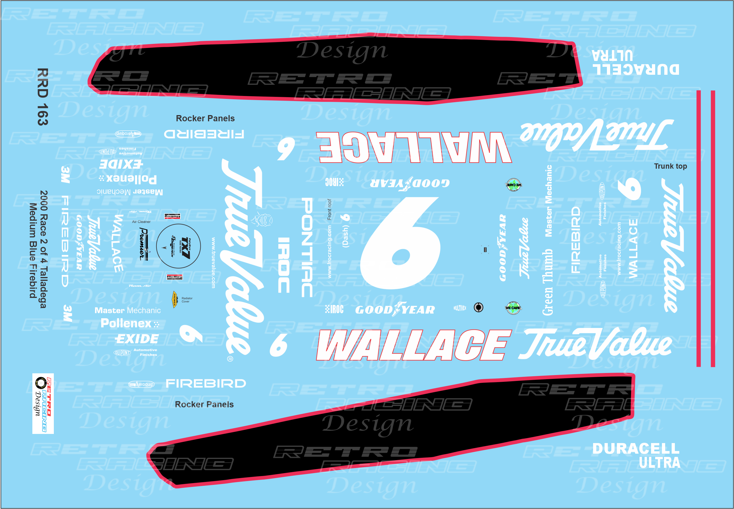 Retro Racing Design Rusty Wallace IROC 2000 Talladega Med. Blue #6 Pon ...