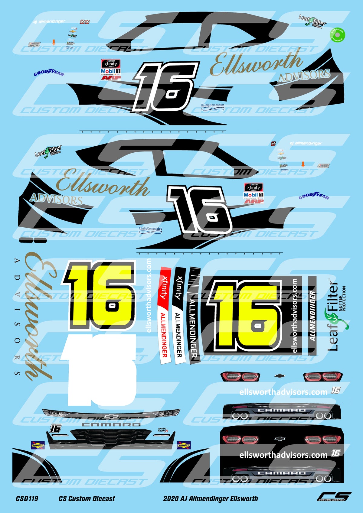 CS Custom Diecast 2020 AJ Allmendinger Ellsworth – Print it Decals