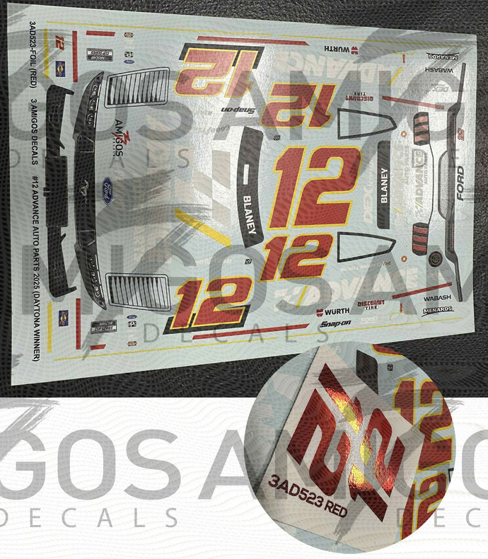 3 Amigos Decals #12 ADVANCE AUTO PARTS 2025 MUSTANG (DAYTONA WINNER) D ...