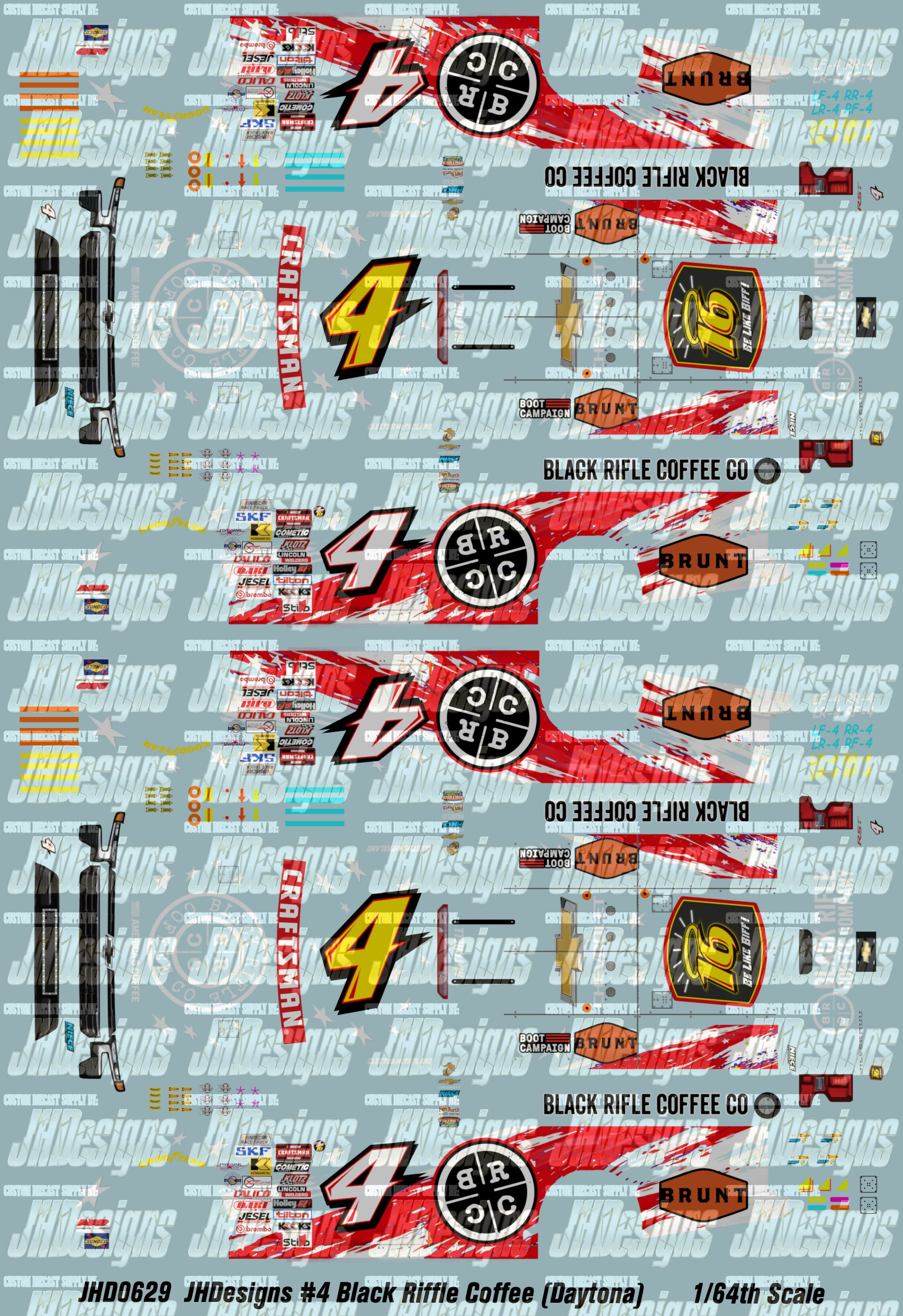 Cts Sticker Graphics JH Designs Cleetus McFarland 2026 CTS #4 Black Rifle Coffee (Daytona ...