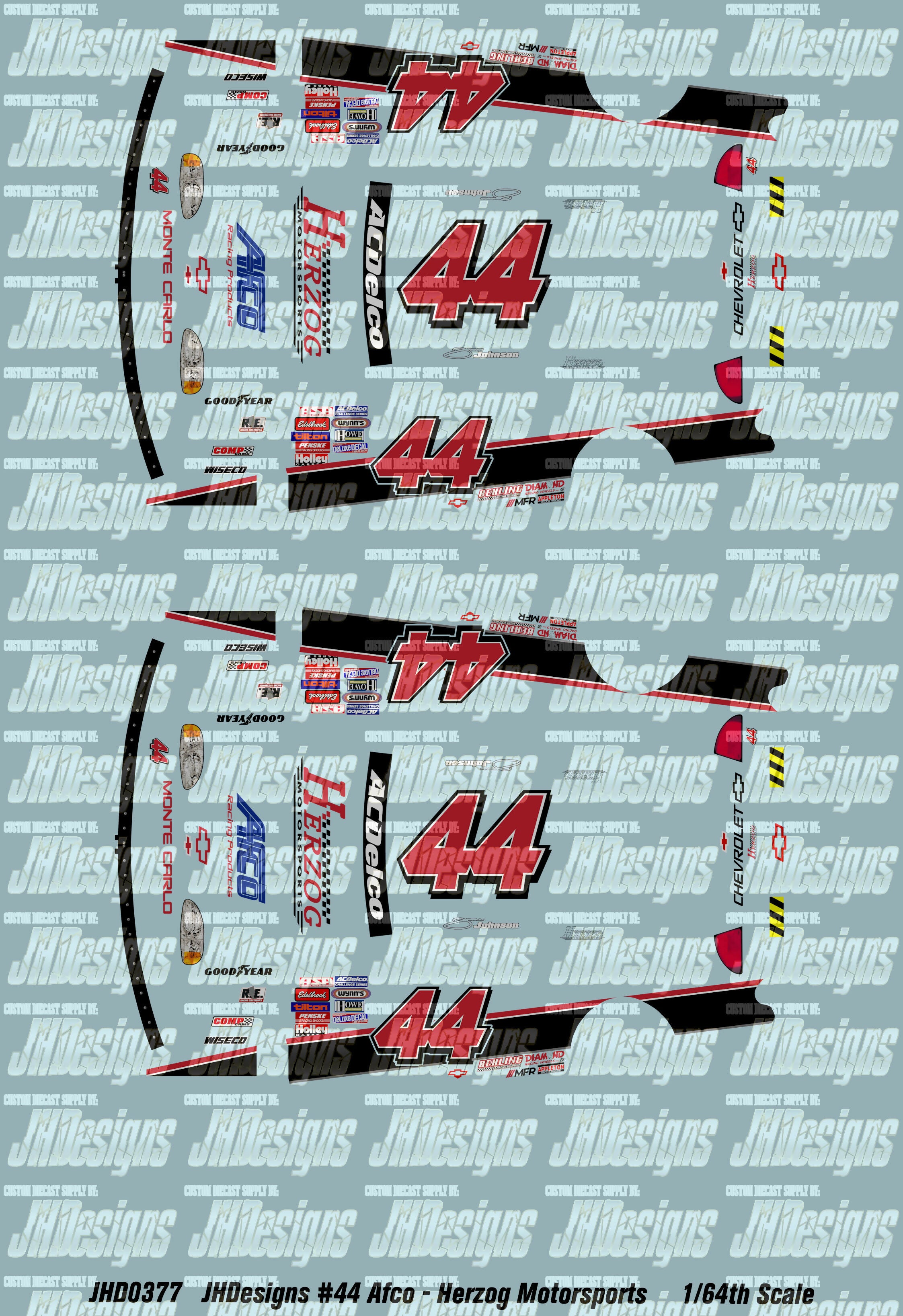 Asa Racing Stickers JH Designs Jimmie Johnson 1998 ASA #44 Herzog Motorsports - Afco 1:64 ...