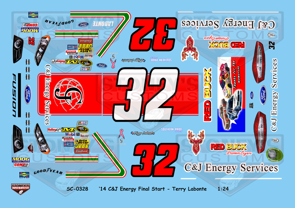 Stoney's Customs 2014 #32 C&J Energy Final Start Terry Labonte 1:24