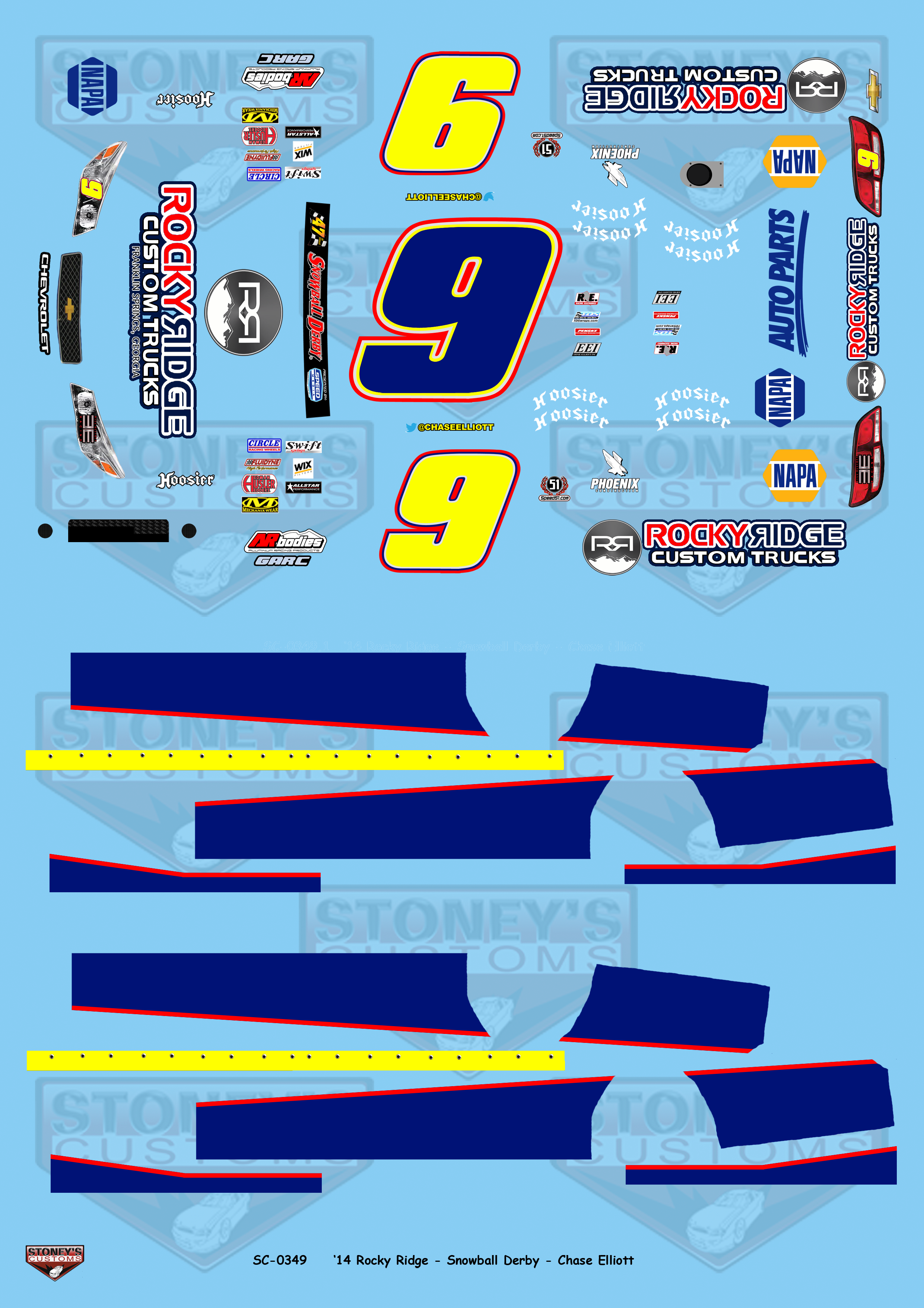 Snowball Racing Lettering Stoney's Customs 2014 #9 Chase Elliott Rocky Ridge Snowball Derby 1:24 ...