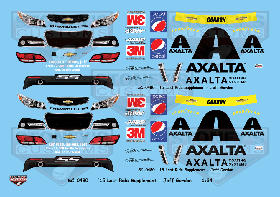 Stoney's Customs 2015 #24 Last Ride Supplement - Jeff Gordon 1:24 Decal Set