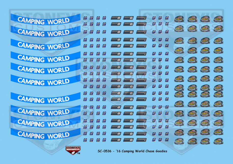 Stoney's Customs 2016 Camping World Chase Goodies 1:24 Decal Set