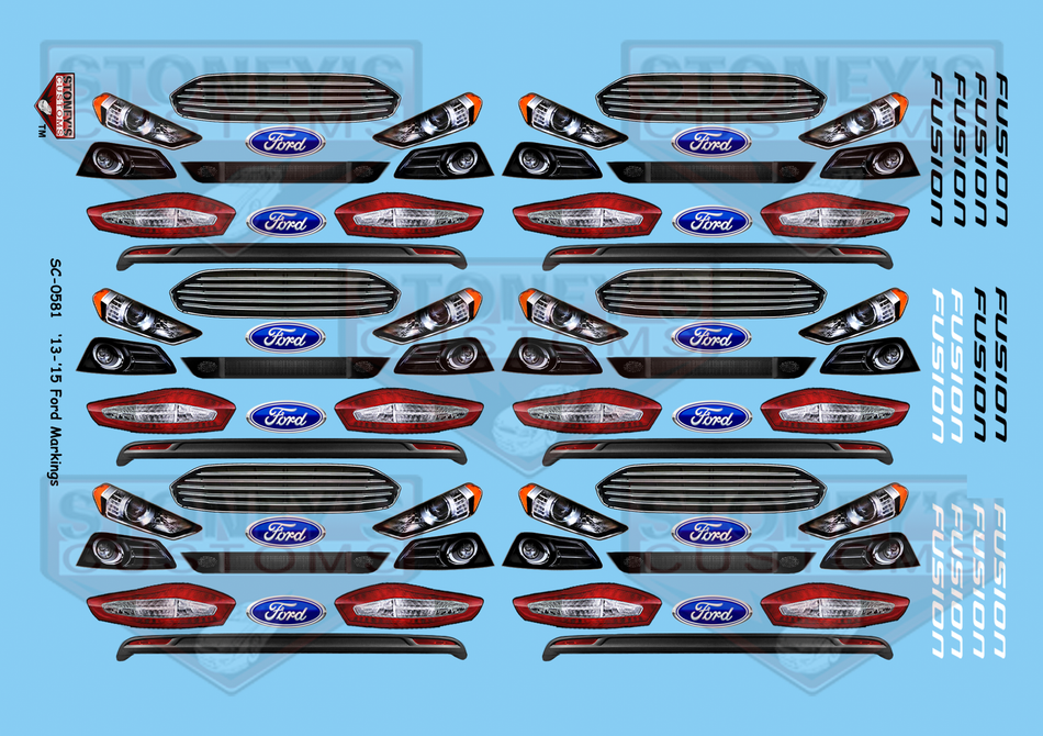 Stoney's Customs '13 - '15 Ford Fusion Markings Goodies 1:24 Decal Set
