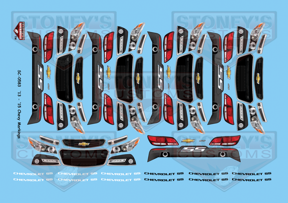 Stoney's Customs '13 - '15 Chevy SS Markings Goodies 1:24 Decal Set
