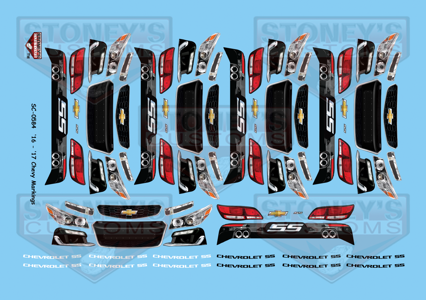 Ss Racing Member Decal Stoney's Customs '16 - '17 Chevy SS Markings Goodies 1:24 Decal Set ...