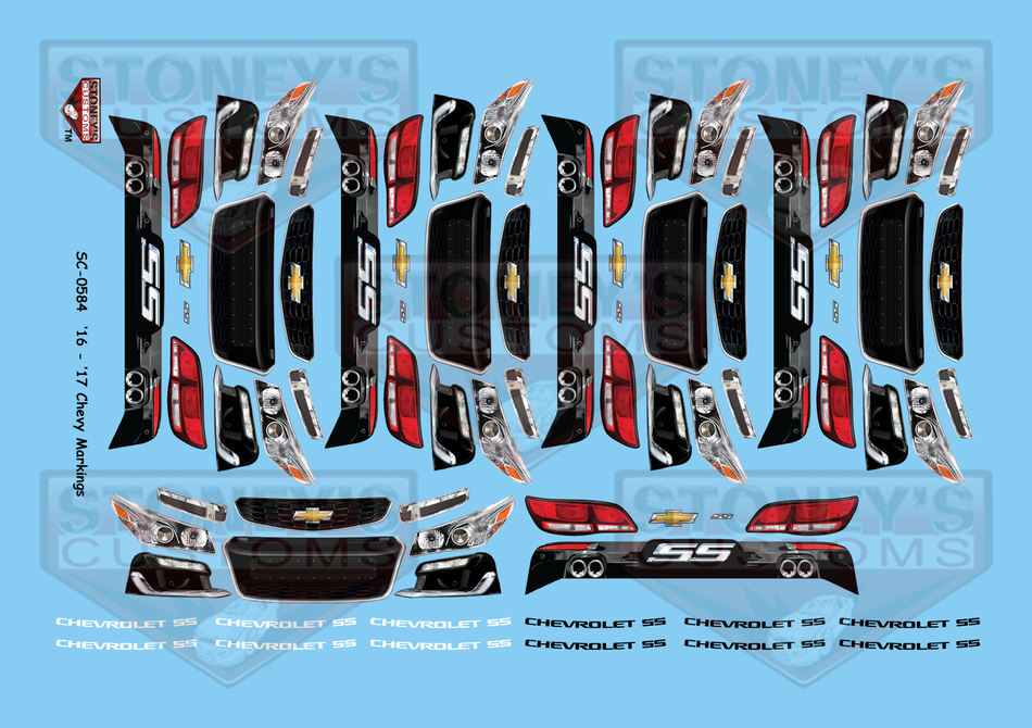 Stoney's Customs '16 - '17 Chevy SS Markings Goodies 1:24 Decal Set