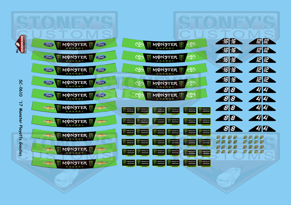 Stoney's Customs '17 Monster Playoffs Goodies 1:24 Decal Set