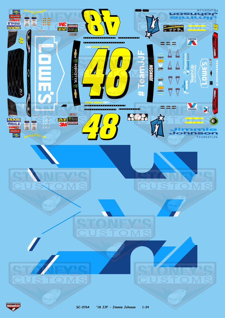 Stoney's Customs 2018 #48 JJF - Jimmie Johnson 1:24 Decal Set