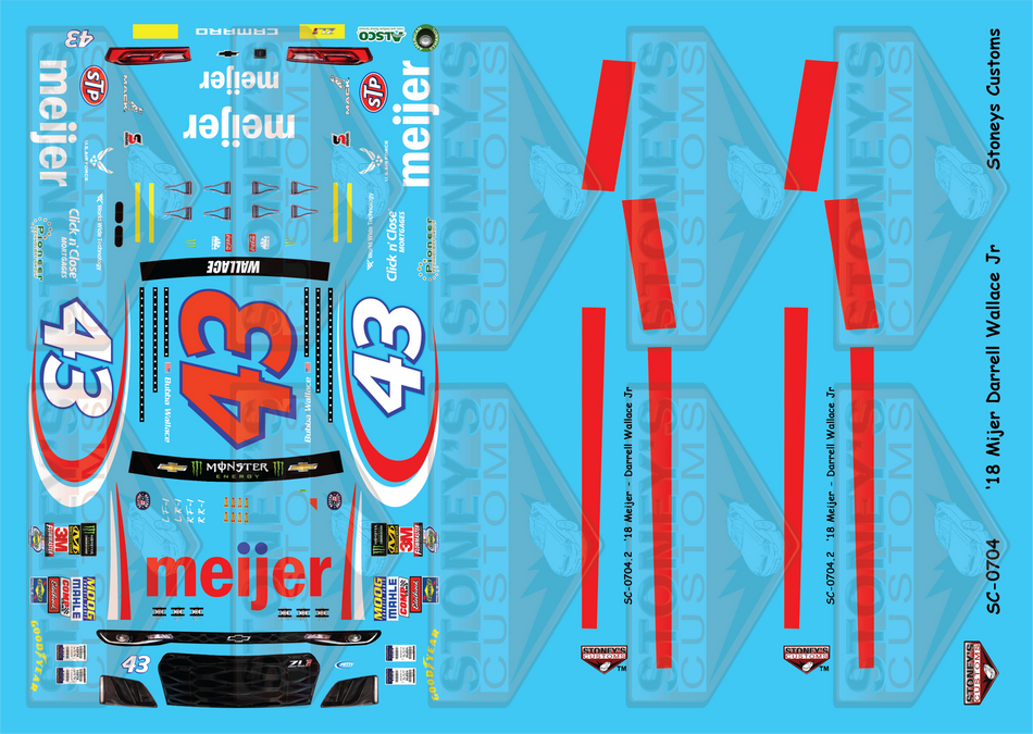 Stoney's Customs ‘18 Meijer Darrell Wallace Jr 1:24 Decal Set