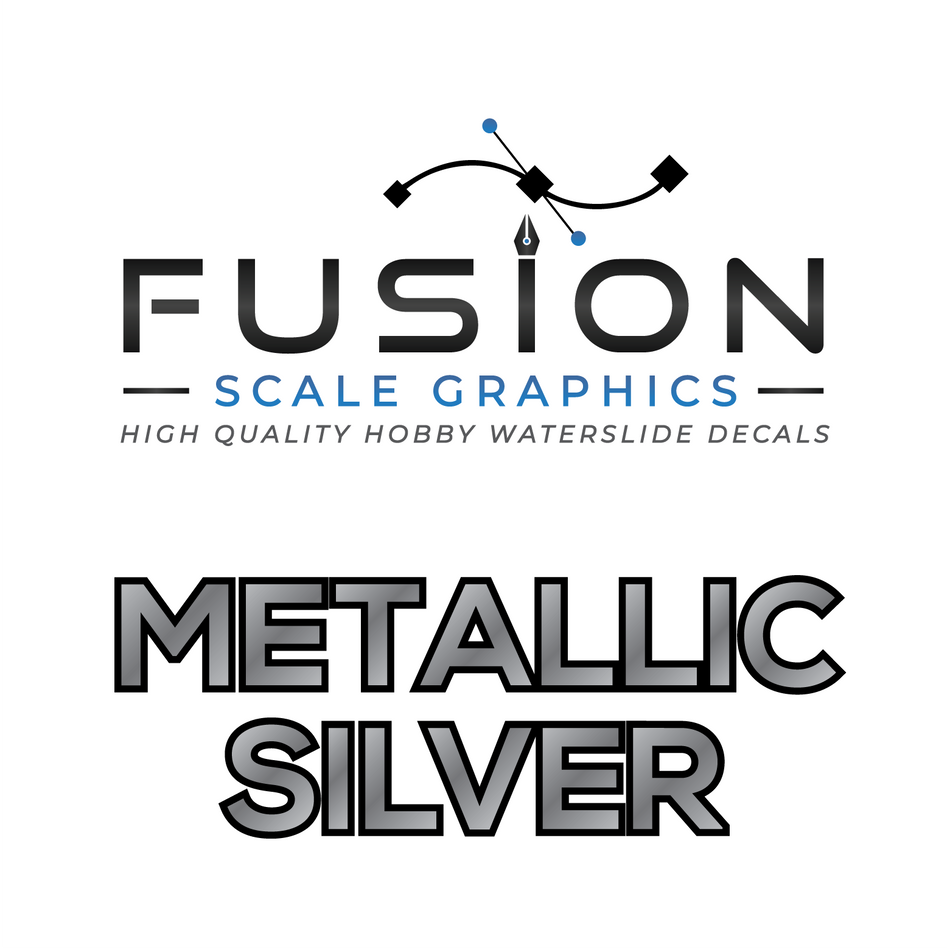 Fusion Scale Graphics Custom Metallic Silver Waterslide Decal Printing Full Sheet A4