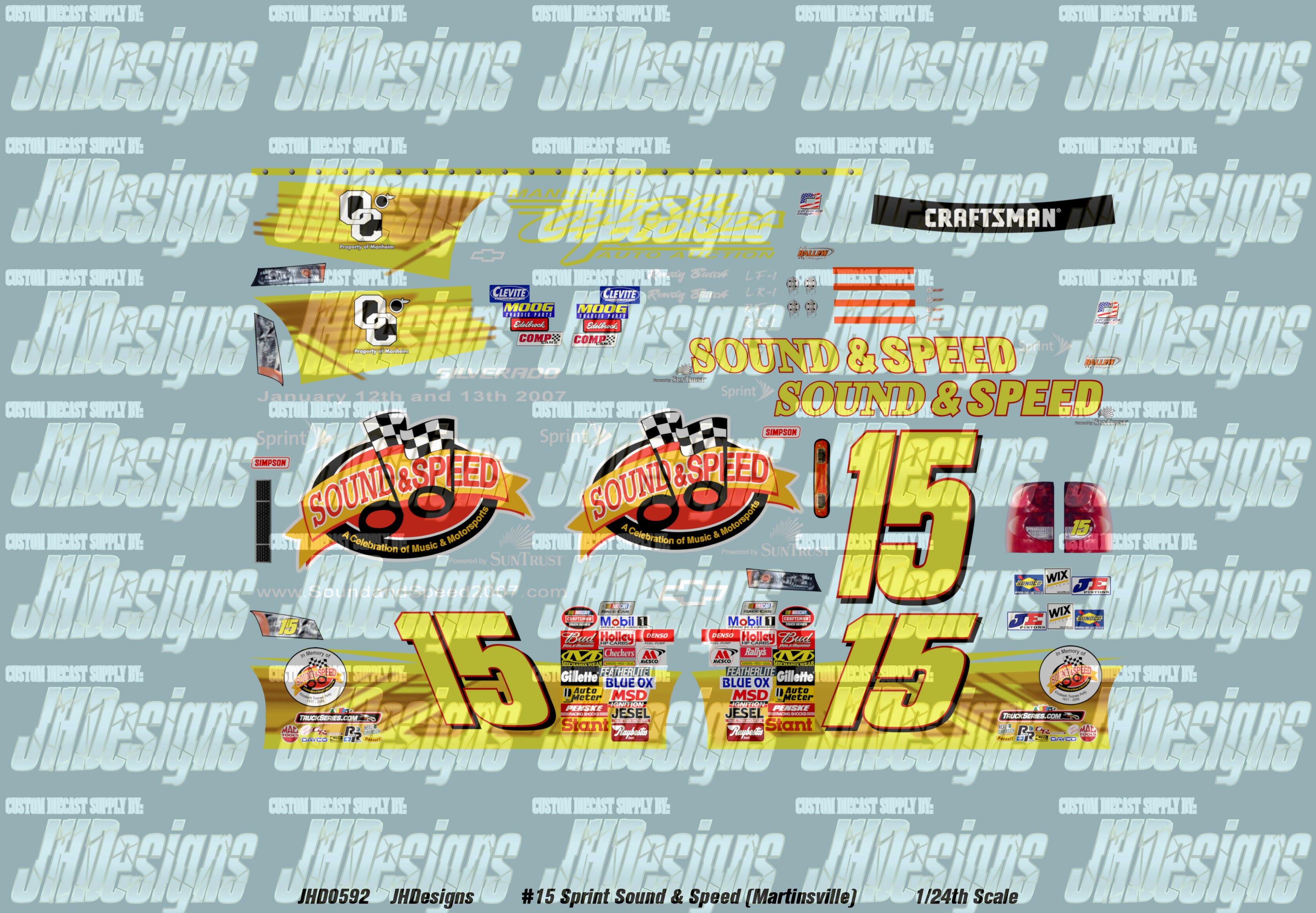 Cts Sticker Graphics JH Designs Kyle Busch 2006 CTS #15 Sprint Sound & Speed (Martinsville ...