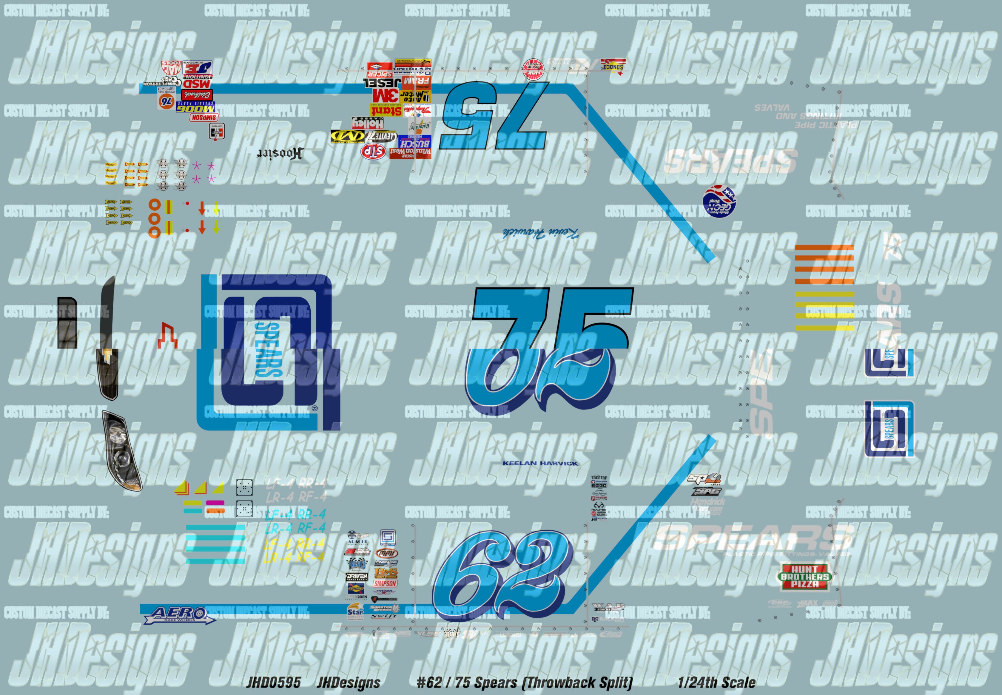 25 Design Lettering Sticker JH Designs Keelan / Kevin Harvick 2025 LMS #62 / 75 Spears (Throwback ...