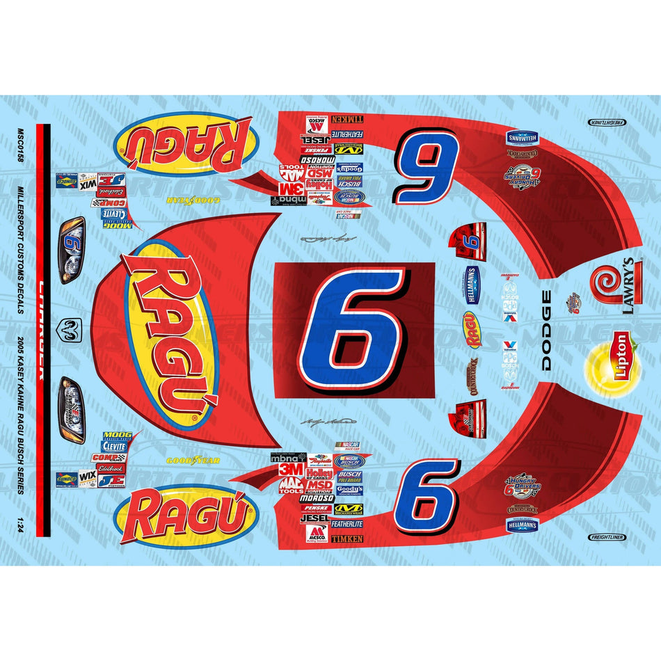 Millersport Customs 2005 Kasey Kahne Ragu Busch Series Dodge Charger 1/24 Decal Set