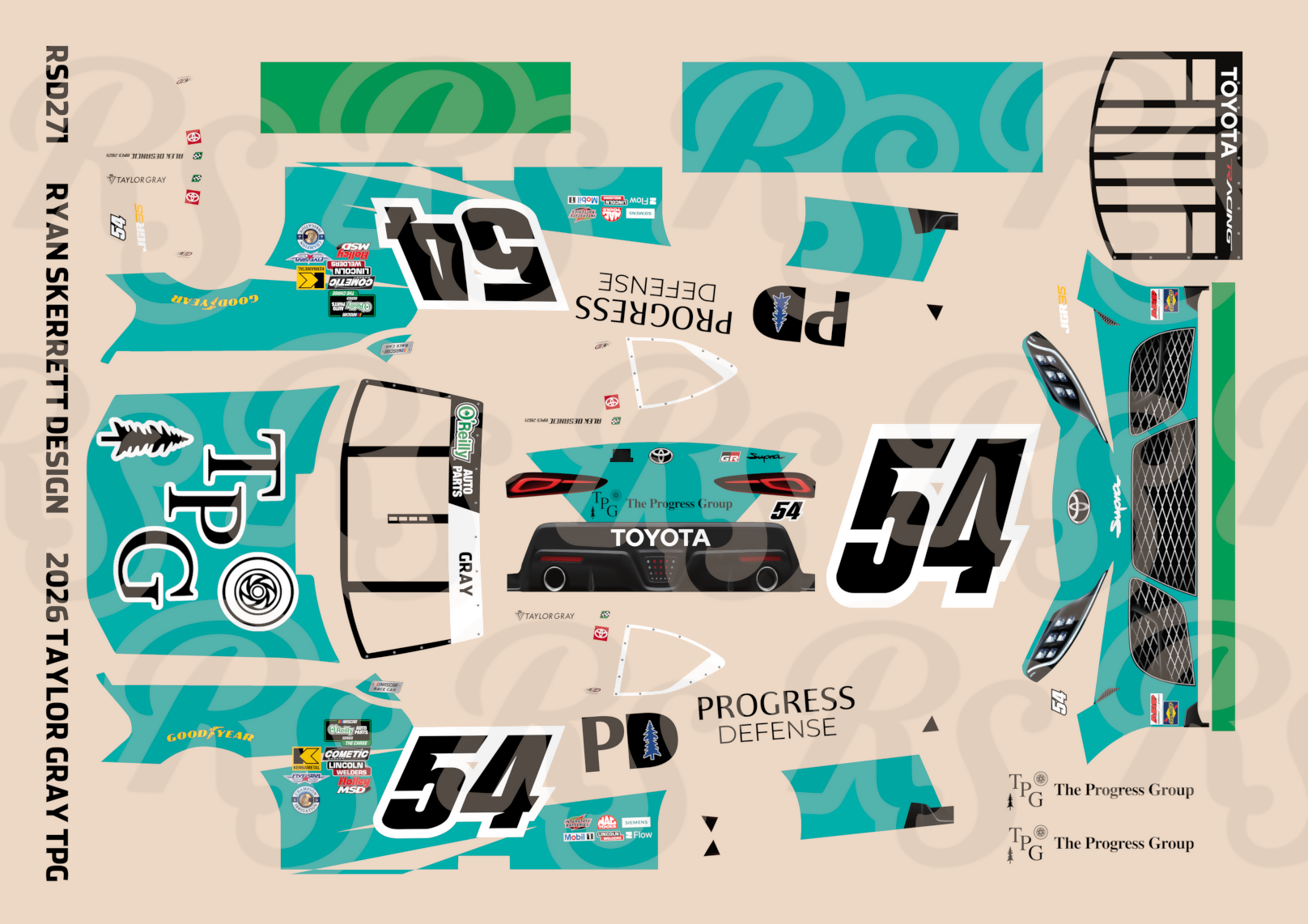 1:24 Ryan Skerrett Design Lionel #54 Taylor Gray 2026 The Progress Gro ...