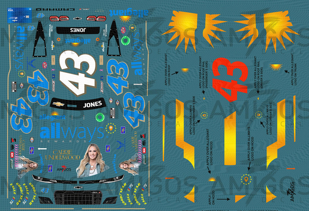 1:64 3 Amigos Decals #43 ALLWAYS/CARRIE UNDERWOOD Decal Set 1:64 ...
