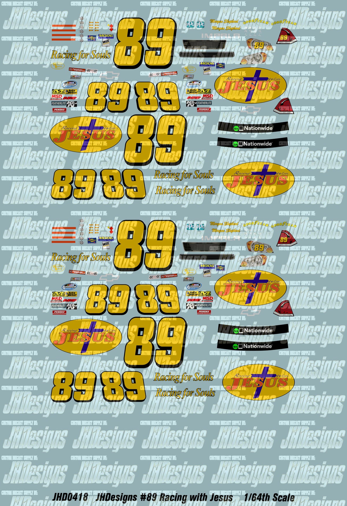 JH Designs Morgan Shepherd 2011 NWS #89 Racing with Jesus 1:64 Racecar ...