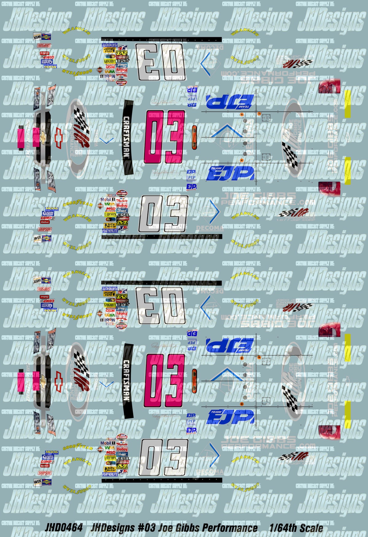 JH Designs Denny Hamlin 2004 CTS #03 Joe Gibbs Performance 1:64 Raceca ...