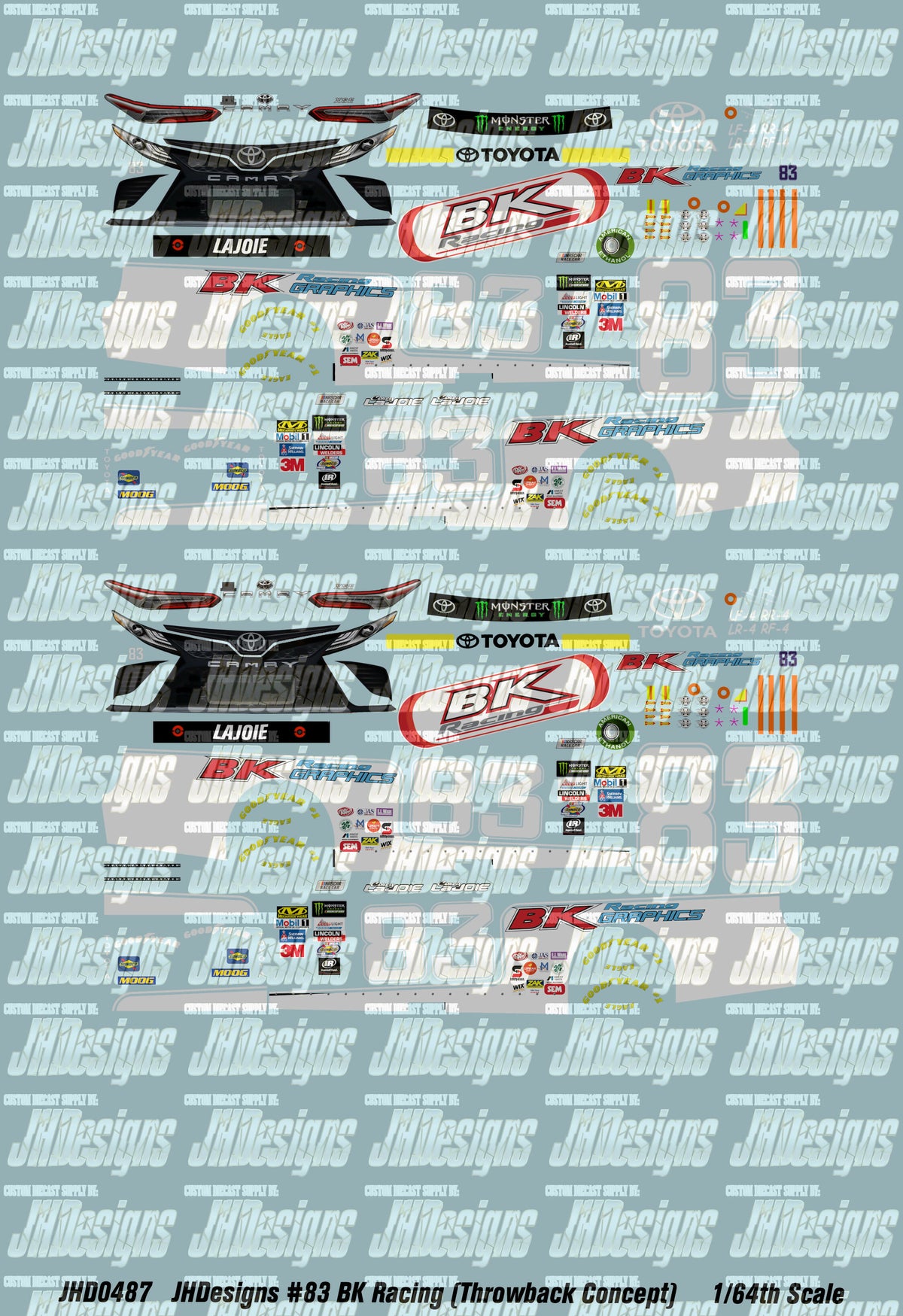 JH Designs Corey Lajoie 2019 CUP #83 BK Racing (Darlington Concept) 1 ...