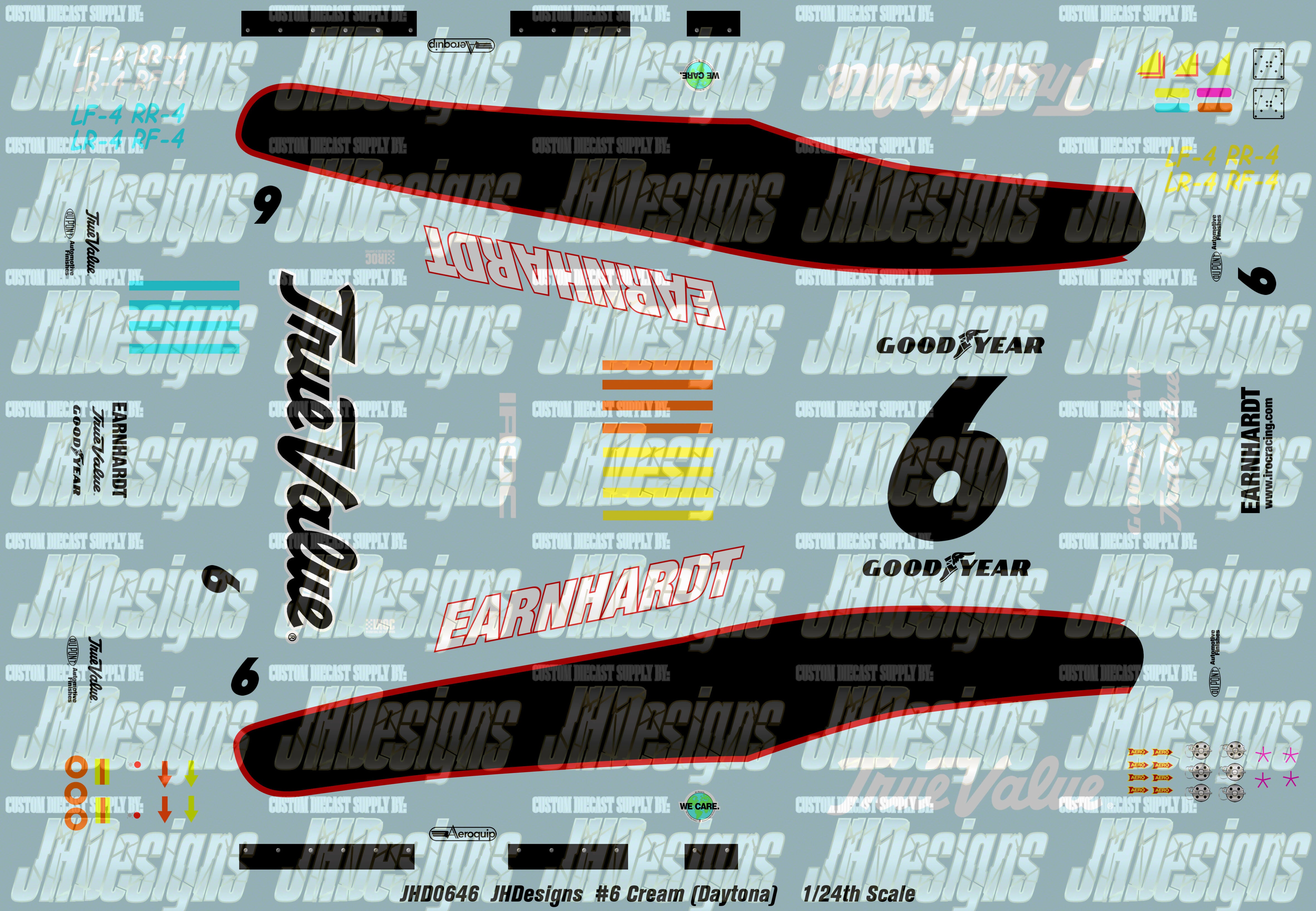 Design One Racing Decals JH Designs Dale Earnhardt 1999 IROC #6 Cream (Daytona) 1:24 Racecar De ...