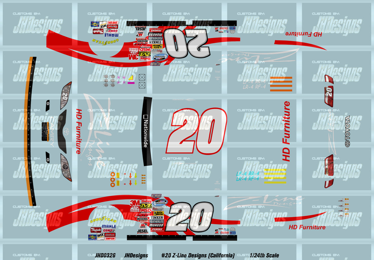JH Designs Tony Stewart 2008 NWS #20 Z-Line Designs (California) 1:24 ...