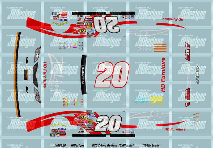JH Designs Tony Stewart 2008 NWS #20 Z-Line Designs (California) 1:24 ...