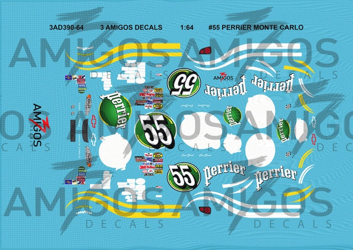 1:64 3 Amigos Decals #55 PERRIER MONTE CARLO Decal Set – Print it Decals