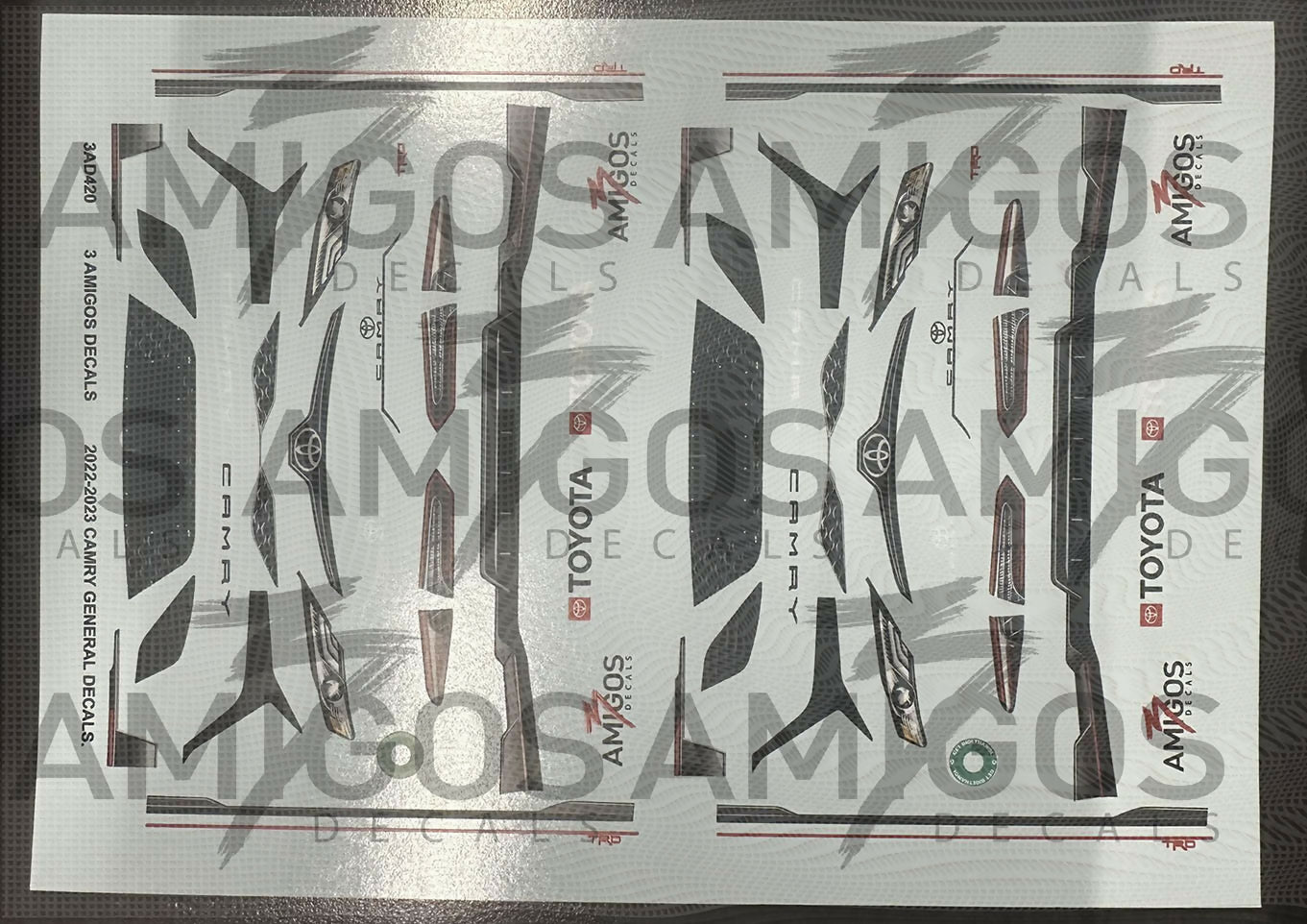 3 Amigos Decals 2022-2023 TOYOTA CAMRY GENERAL DECALS Decal Set 1:24 ...
