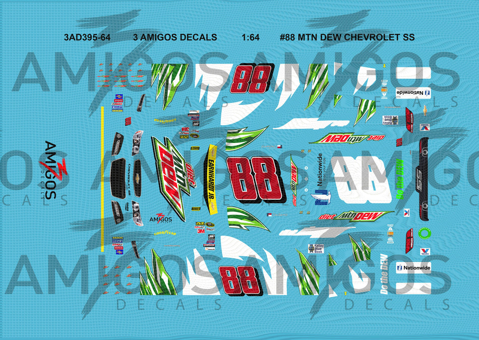 1:64 3 Amigos Decals #88 MTN DEW CHEVROLET SS Decal Set