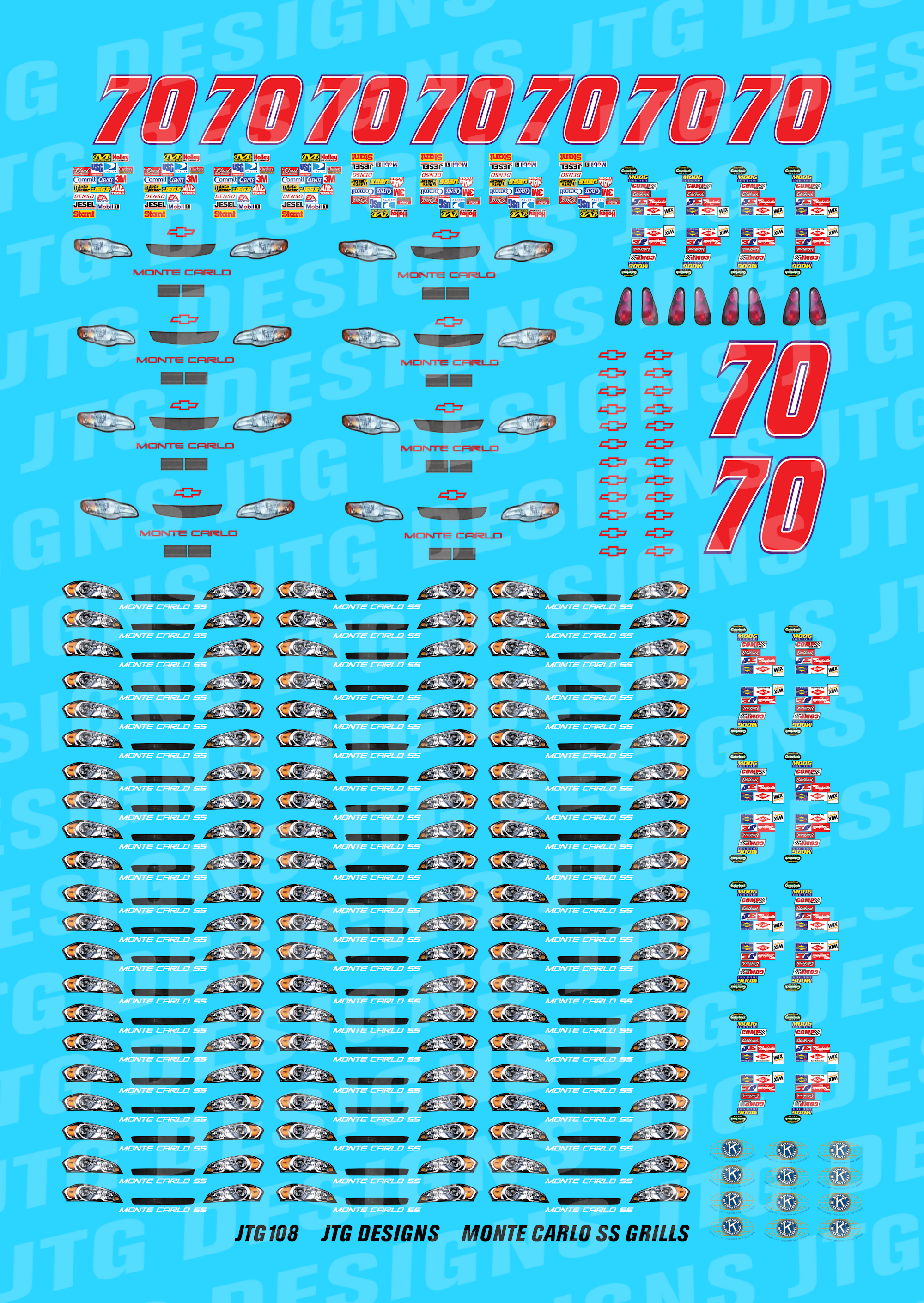 JTG DESIGNS 1:64 Monte Carlo & Monte Carlo SS Stock Car Front Manufact ...