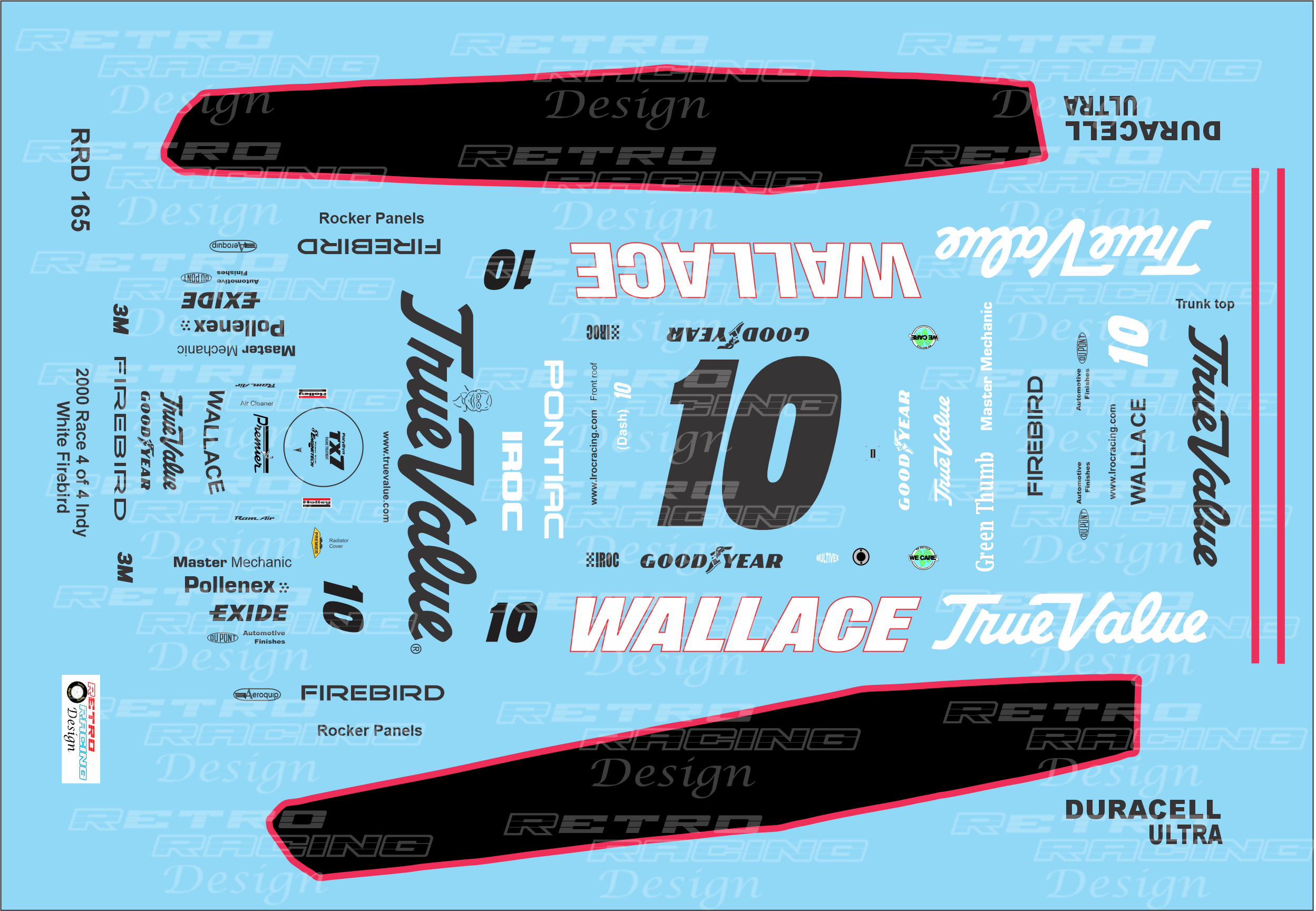 Retro Racing Design Rusty Wallace IROC 2000 Indy White #10 Pontiac Fir ...