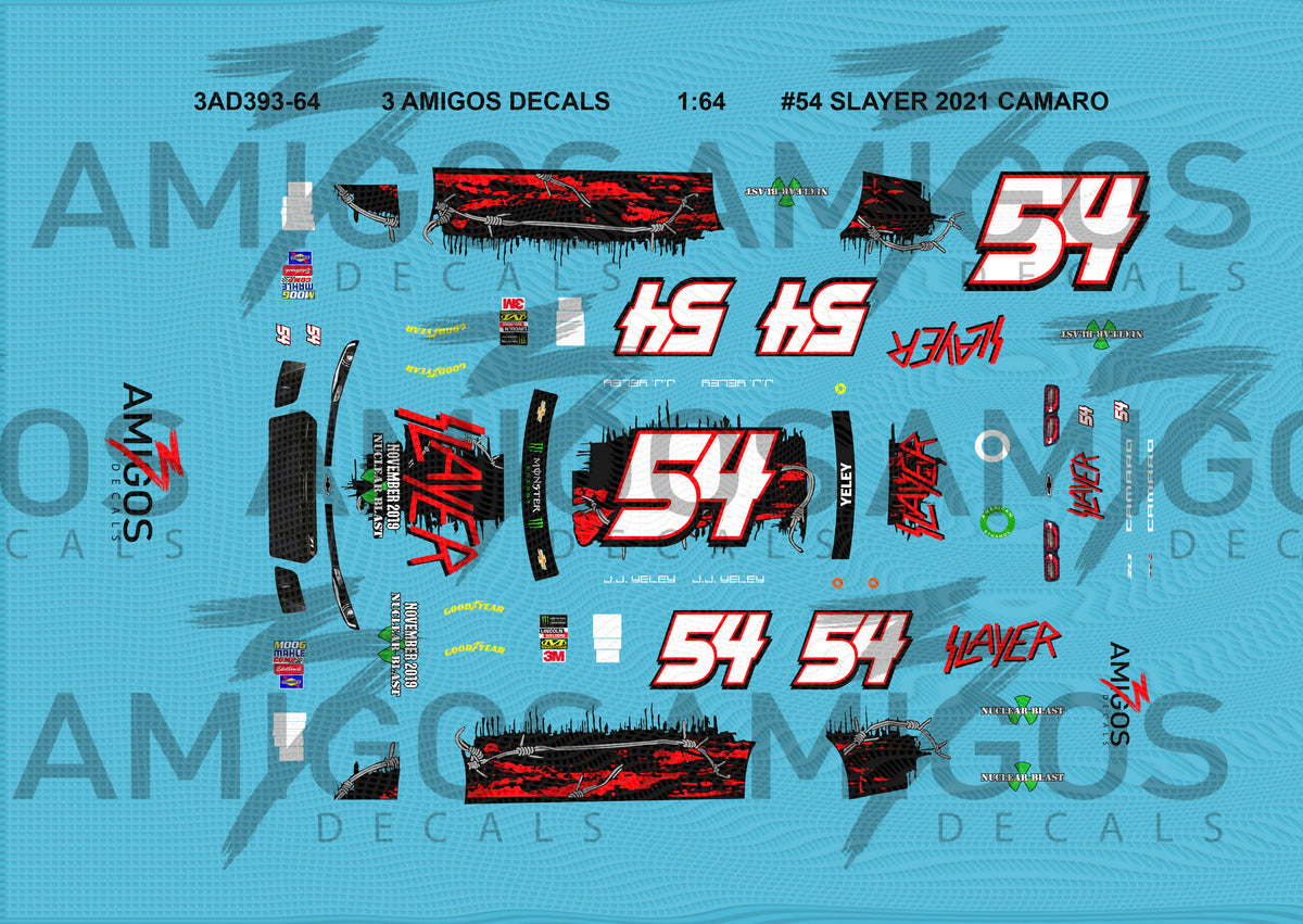 1:64 3 Amigos Decals #54 SLAYER 2021 CAMARO Decal Set – Print it Decals